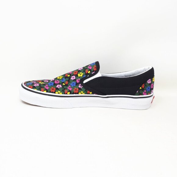 Vans Classic Slip On Floral Black White Shoe Sneaker Womens Size Skate Authentic - Picture 2 of 11